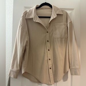 Beige Button-Up Corduroy Jacket/shirt